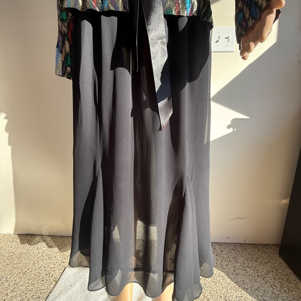 Vintage 80’s Lizzy & Johnny Rainbow Sheer Metallic Dress - Picture 12 of 14